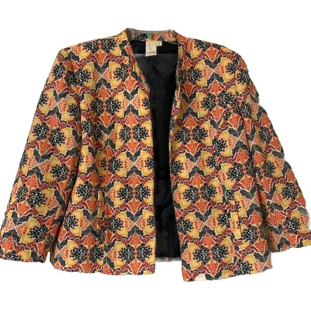 Lavender & Honey 70’s Retro‎ Inspired Open Front Jacket / Blazer Size Large(H12)